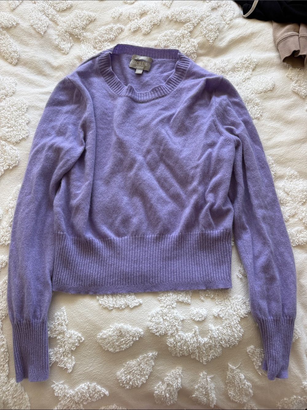 J. Crew Lavender Crewneck 100% Cashmere Sweater Cropped Fit